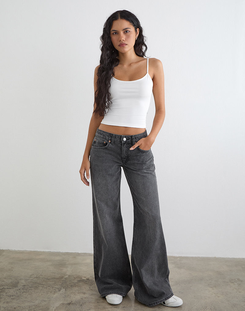Washed Black Grey Low Rise Jeans | Slouchy Flare – motelrocks-com-us