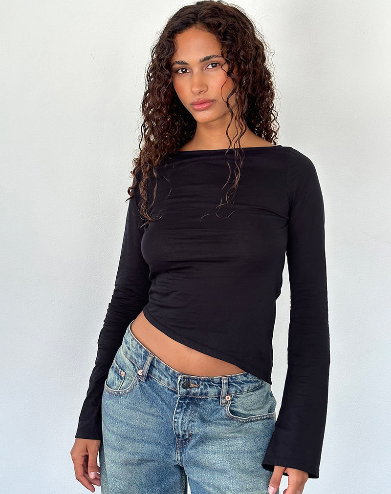 Lunica Long Sleeve Top in Tissue Jersey Black