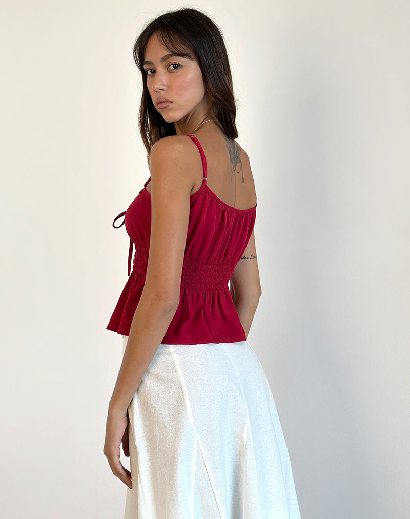 Adrenaline Red Tie Front Cami Top | Lyncia – motelrocks-com-us