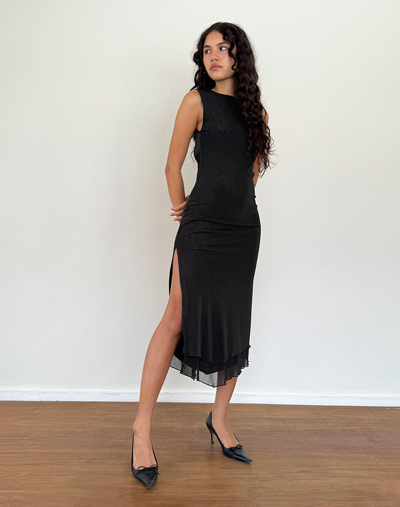 Black Mesh Backless Midi Dress | Lyra motelrocks-com-us Black Mesh Backless Midi Dress | Lyra motelrocks-com-us