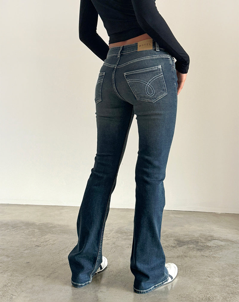 Vintage Indigo Heavy Stitch Low Rise Jeans | Bootleg – motelrocks