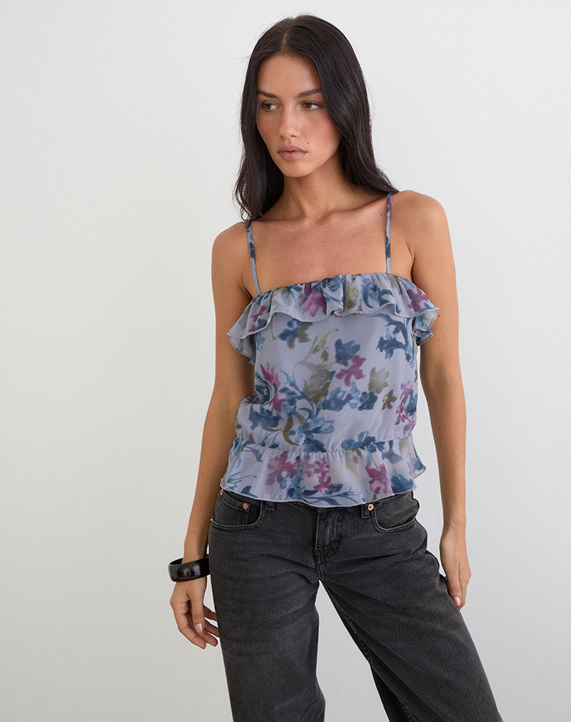 Shadow Lily Blue Chiffon Cami Top | Maitra – motelrocks-com-us