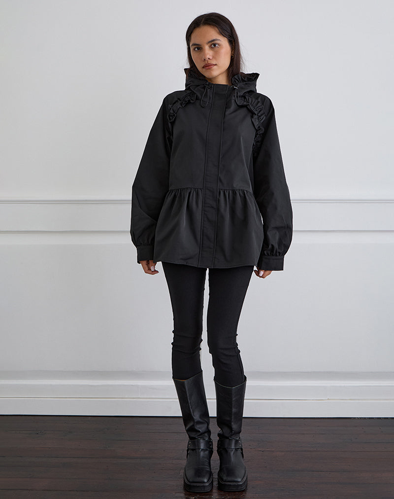 Black Peplum Nylon Jacket | Malcari – motelrocks-com-us