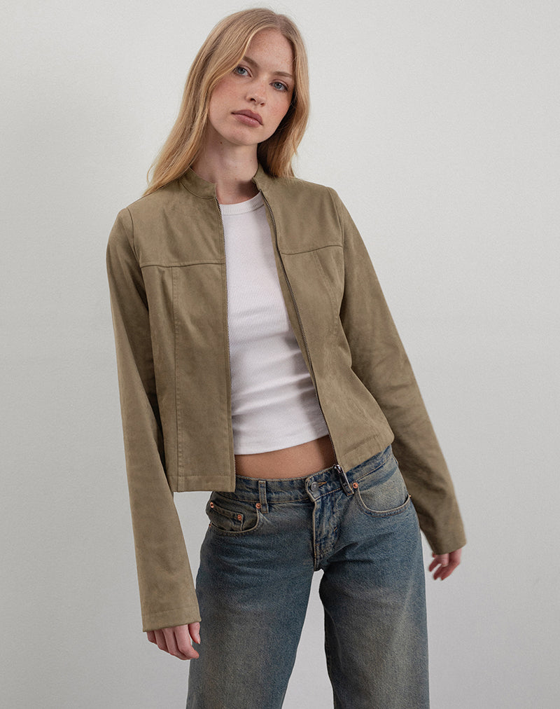 Brown Walnut Faux Suede Jacket | Mandy – motelrocks-com-us