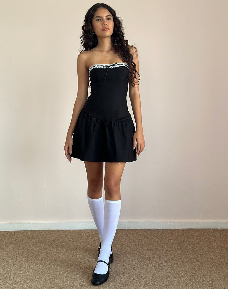 Black Mini Dress with White Trim | Manisha motelrocks-com-us Black Mini Dress with White Trim | Manisha motelrocks-com-us