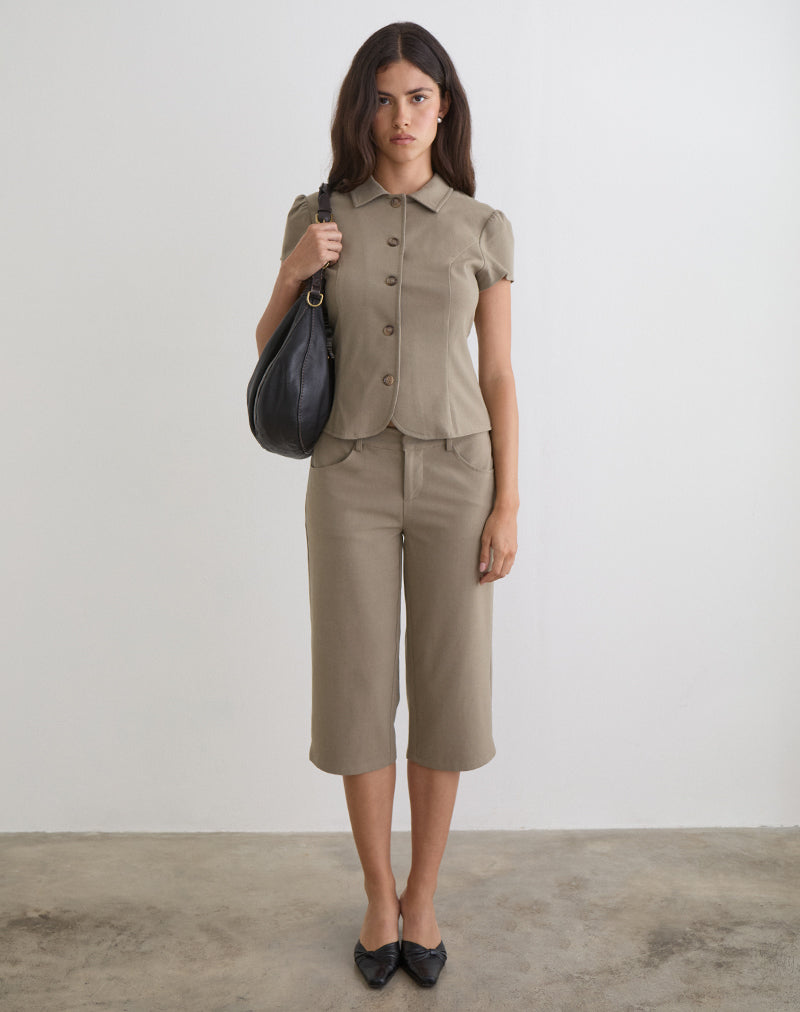 Light Taupe Tailoring Blouse | Maorah – motelrocks-com-us