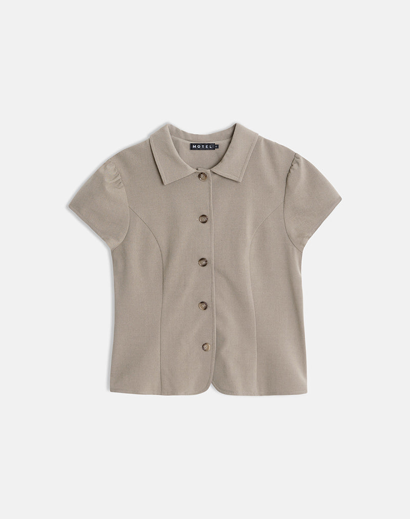 Light Taupe Tailoring Blouse | Maorah – motelrocks-com-us