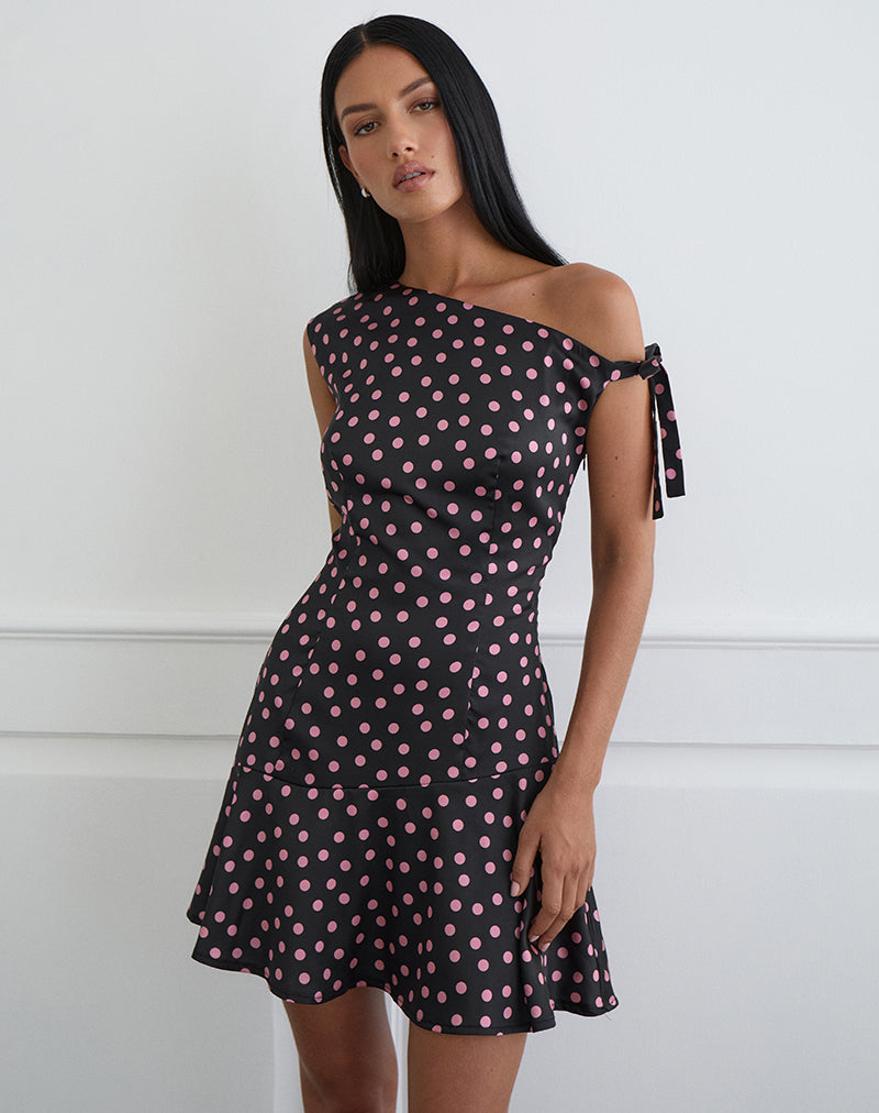red and black polka dot mini dress Maribel in Satin Scattered with Pink , Asymmetric REDValentino utilizes a combination Feature_Odor-Resistant Width:AAA (Narrow) Jarlo halter neck satin