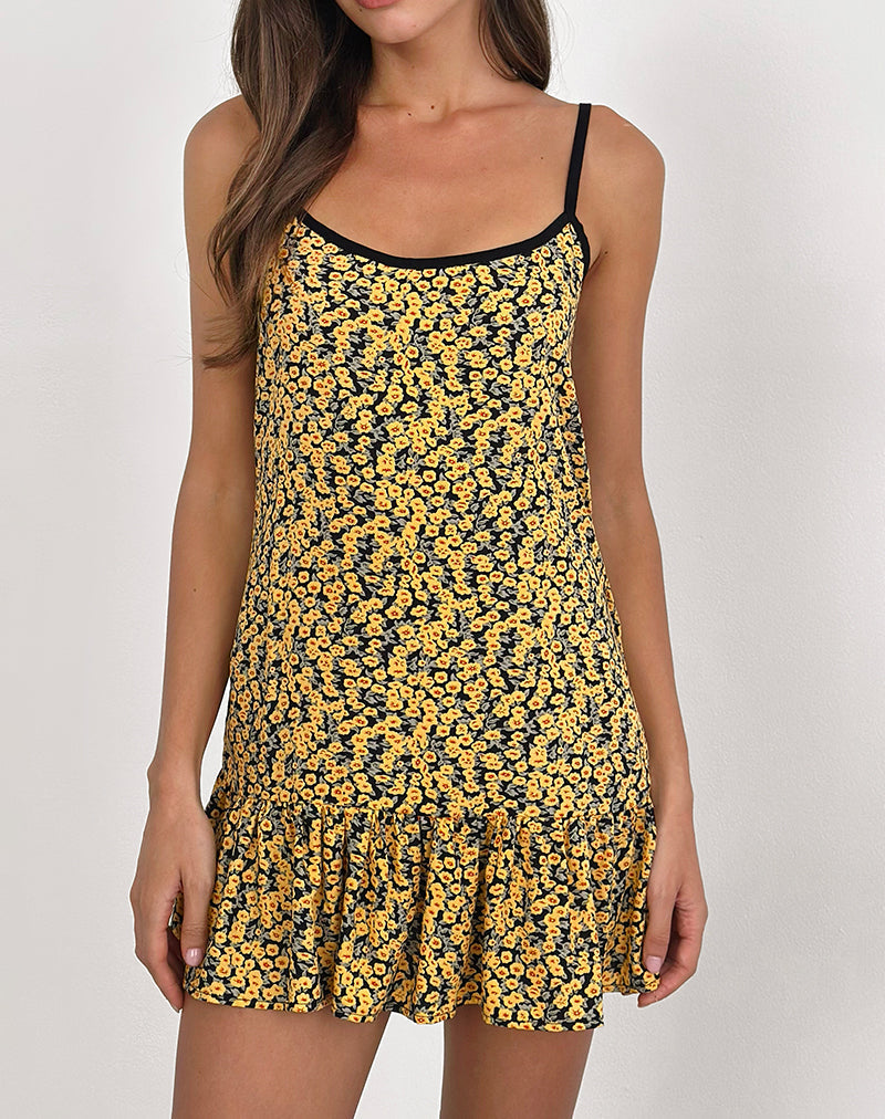 round neck mini dress Marige Roundneck Mini Dress in Mini Bloom Yellow