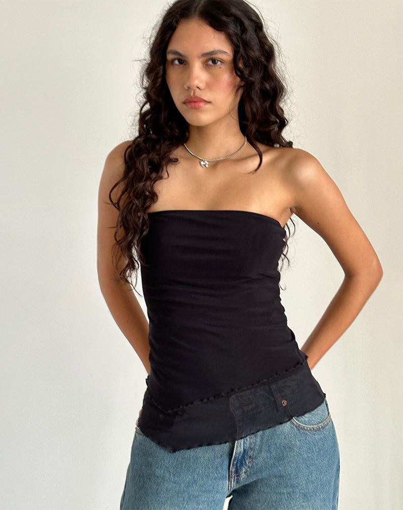 Black Longline Asymmetrical Tube Top | Marissa – motelrocks