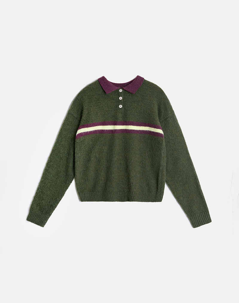 Green with Yellow Stripe Knit Jumper | Marvina – motelrocks-com-us