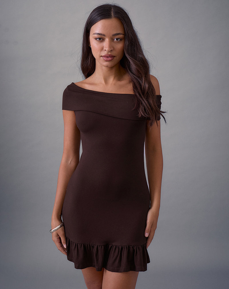 chocolate brown short dresses Brown Sleeveless Mesh And Suede A Line Mini Dress