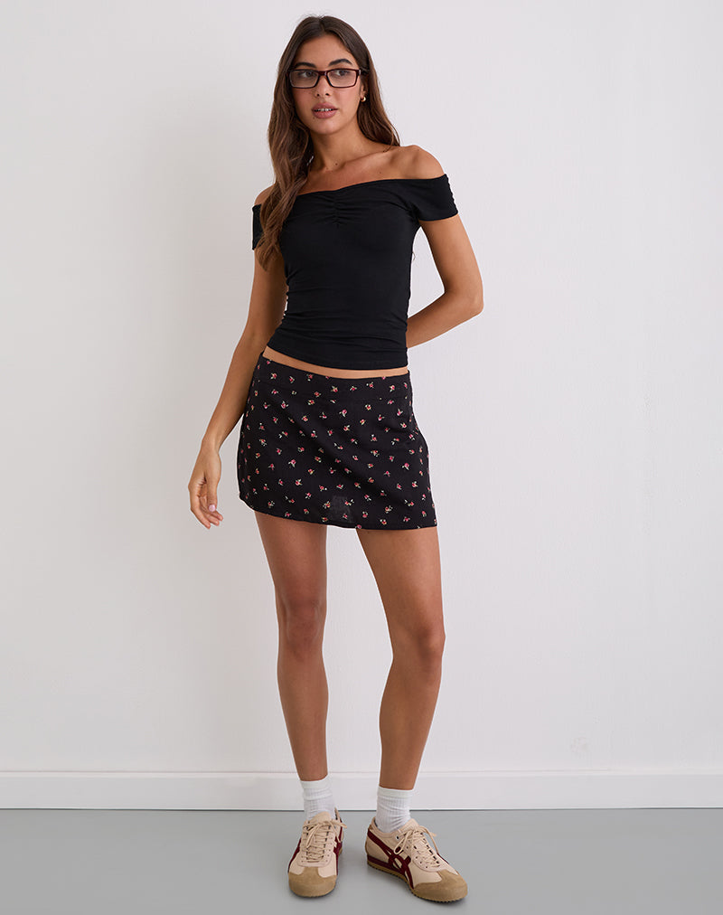 Haruto Skort in Ditsy Rose Garden Black