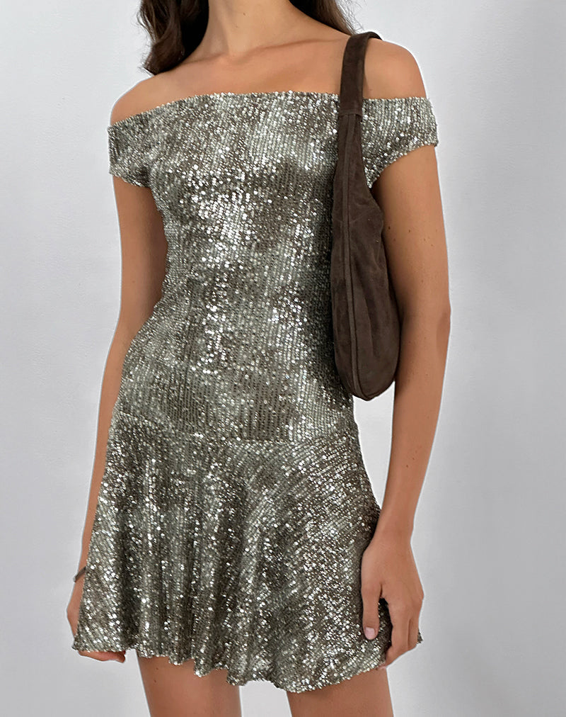 slim fit dress slacks Dress The Population Tatum Sequin Dress - Green
