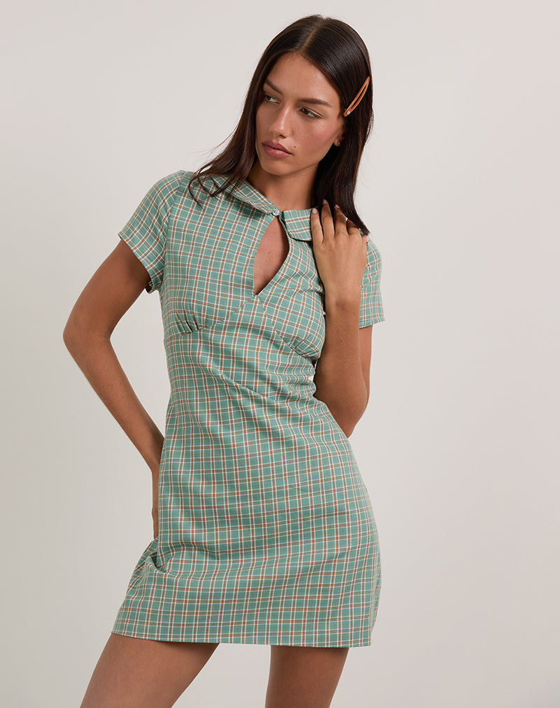 Teal Check Mini Dress | Medora – motelrocks-com-us