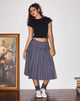 Image of Catelyn Pleated Midi Skirt in Navy Check