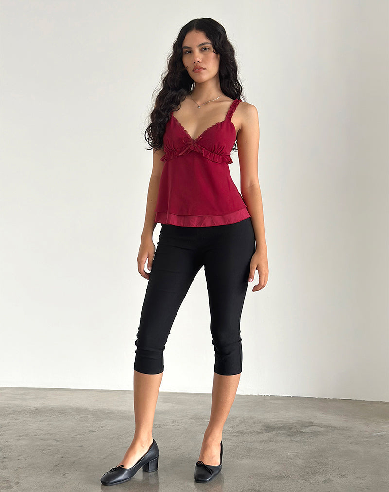 Deep Red Chiffon Frill Cami Top | Melinda – motelrocks-com-us