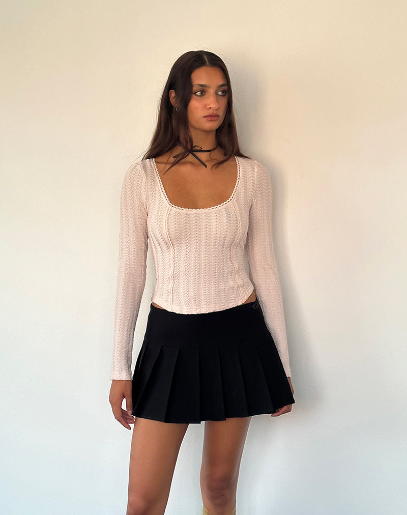 Light Peach Textured Long Sleeve Top | Melissa – motelrocks-com-us