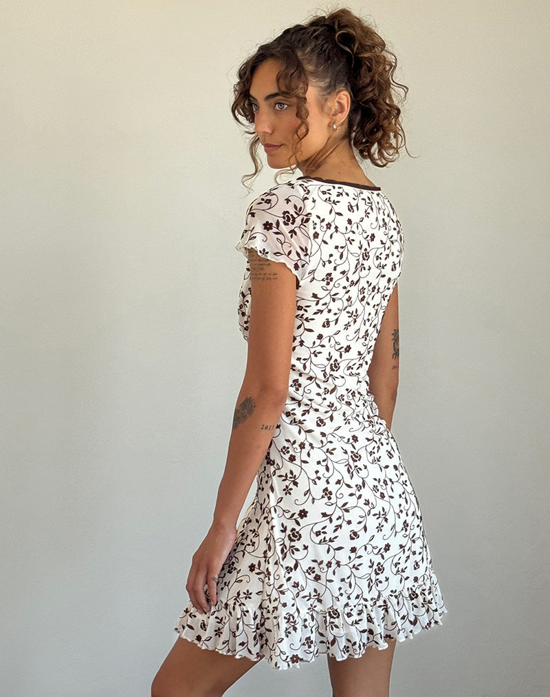 motel rocks brown floral dress Gabriela Midi Dress in Garden Floral Brown