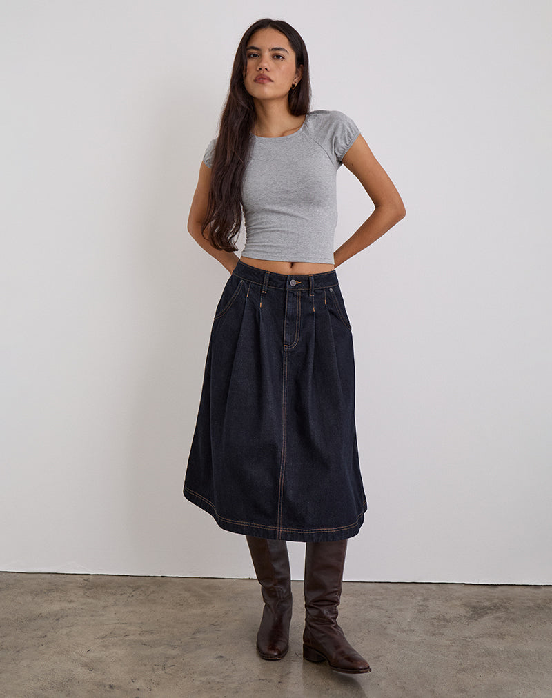 Indigo Midi Skirt | Pleated – motelrocks-com-us