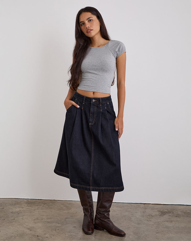Indigo Midi Skirt | Pleated – motelrocks-com-us