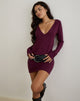 Image of Mihiro Plunge Mini Dress in Deep Purple