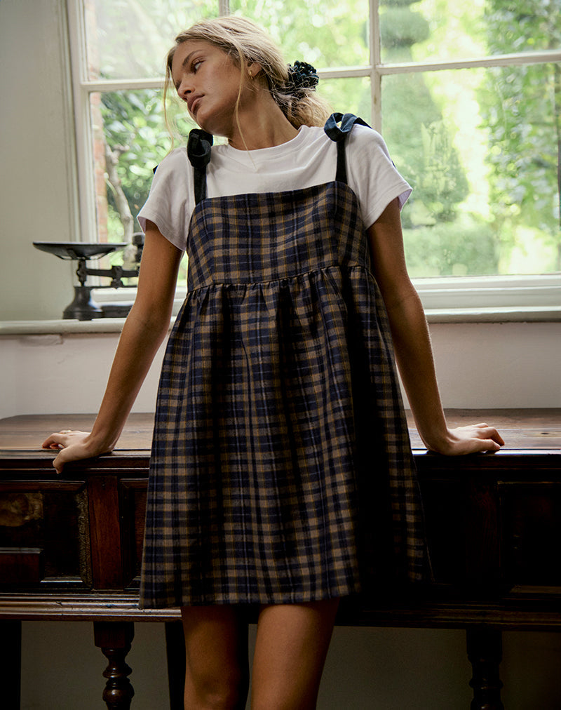 mikayla mini dress Motel mikayla square neck check cami dress in navy