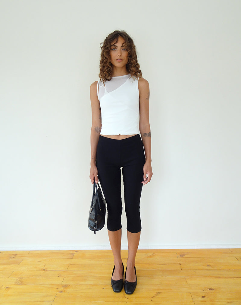 Asla Cropped Capri Trouser in Stretch Tailoring Black