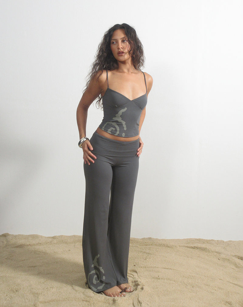 Charcoal Grey Spiral Foldover Trouser | Coreta – motelrocks-com-us
