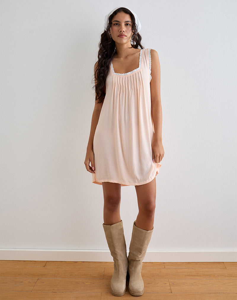 Musta Sleeveless Mini Dress in Scallop Shell , Loose Fit Musta Sleeveless Mini Dress in Scallop Shell , Loose Fit