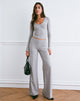Image of Dorala Low Rise Trousers with Eyelets in Grey Marl