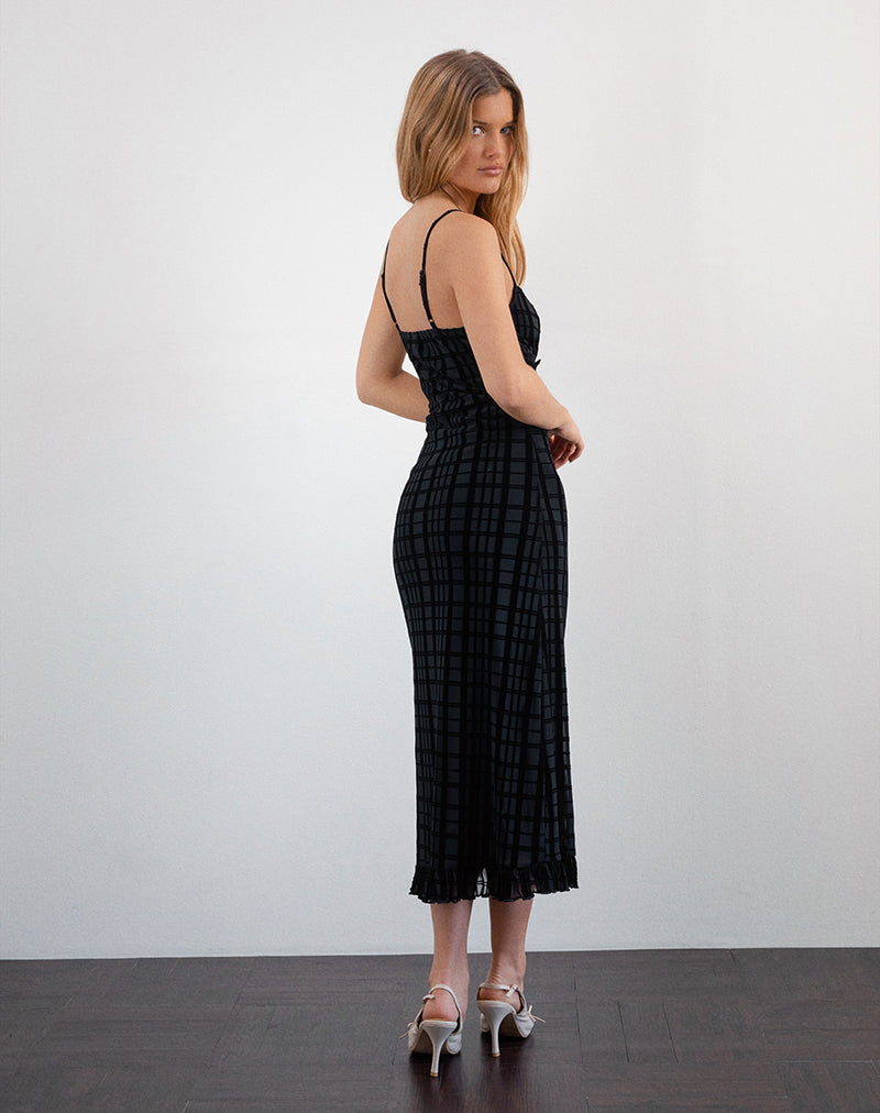 black plaid midi dress New Women's Long Sleeve Black Plaid Fit Flare Midi Dress M Formal Cocktail Party