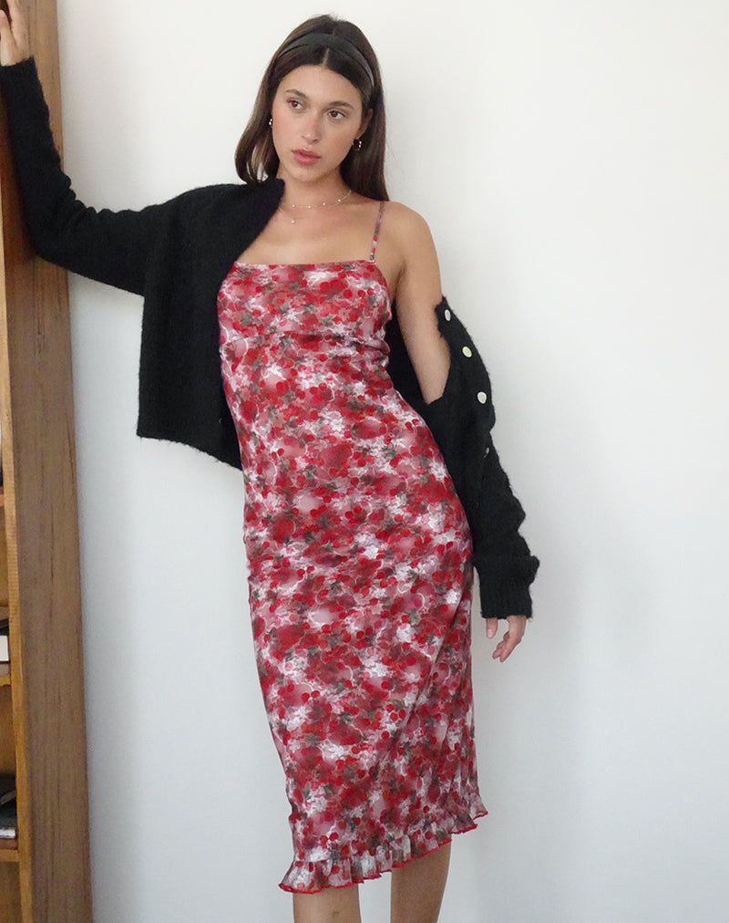 Nawari Midi Dress in Printed Lace Cherry, XS Nawari Midi Dress in Printed Lace Cherry, XS