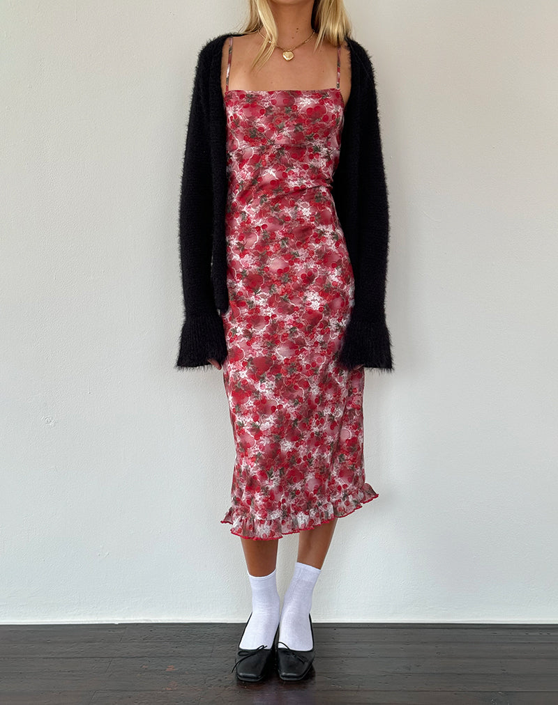 Nawari Midi Dress in Printed Lace Cherry, XS Nawari Midi Dress in Printed Lace Cherry, XS