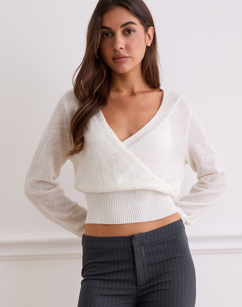 Off White Wrap Sheer Top | Nilza – motelrocks-com-us