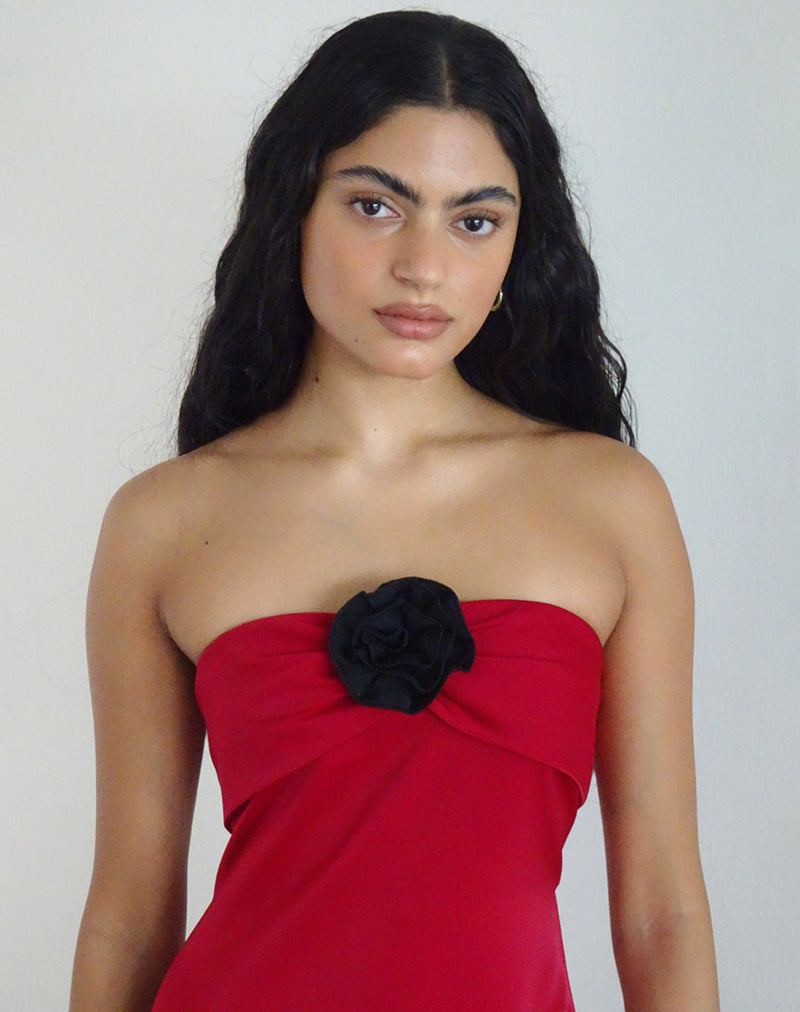 Red Dress with Black Rosette | Ninivala – motelrocks-com-us Red Dress with Black Rosette | Ninivala – motelrocks-com-us