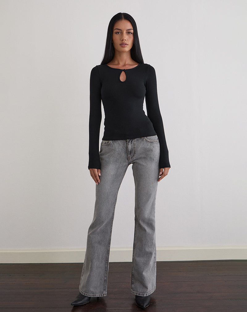 Black Thick Rib Long Sleeve Top | Nique – motelrocks-com-us