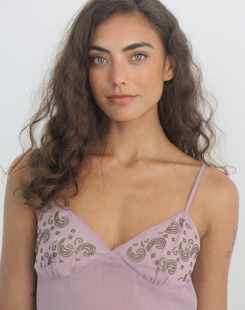 Dusty Mauve with Coma Studs Cami Top | Nisara – motelrocks-com-us