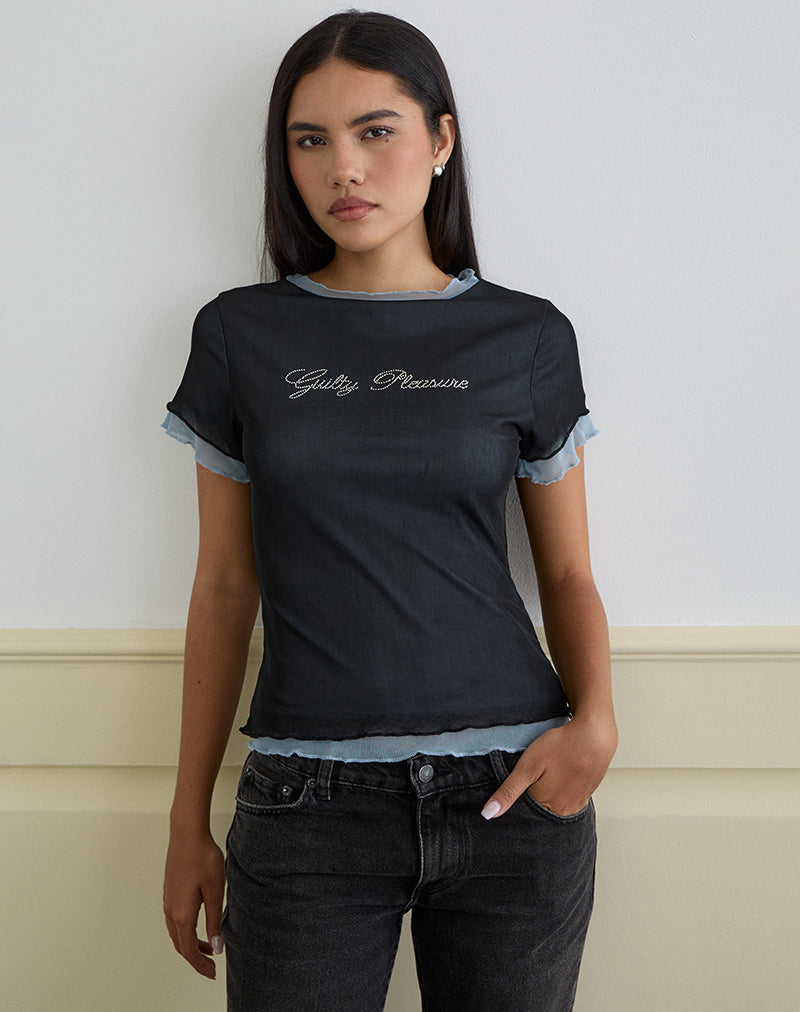 Image of Noburia Top in Black Blue Guilty Pleasure Hot Fix