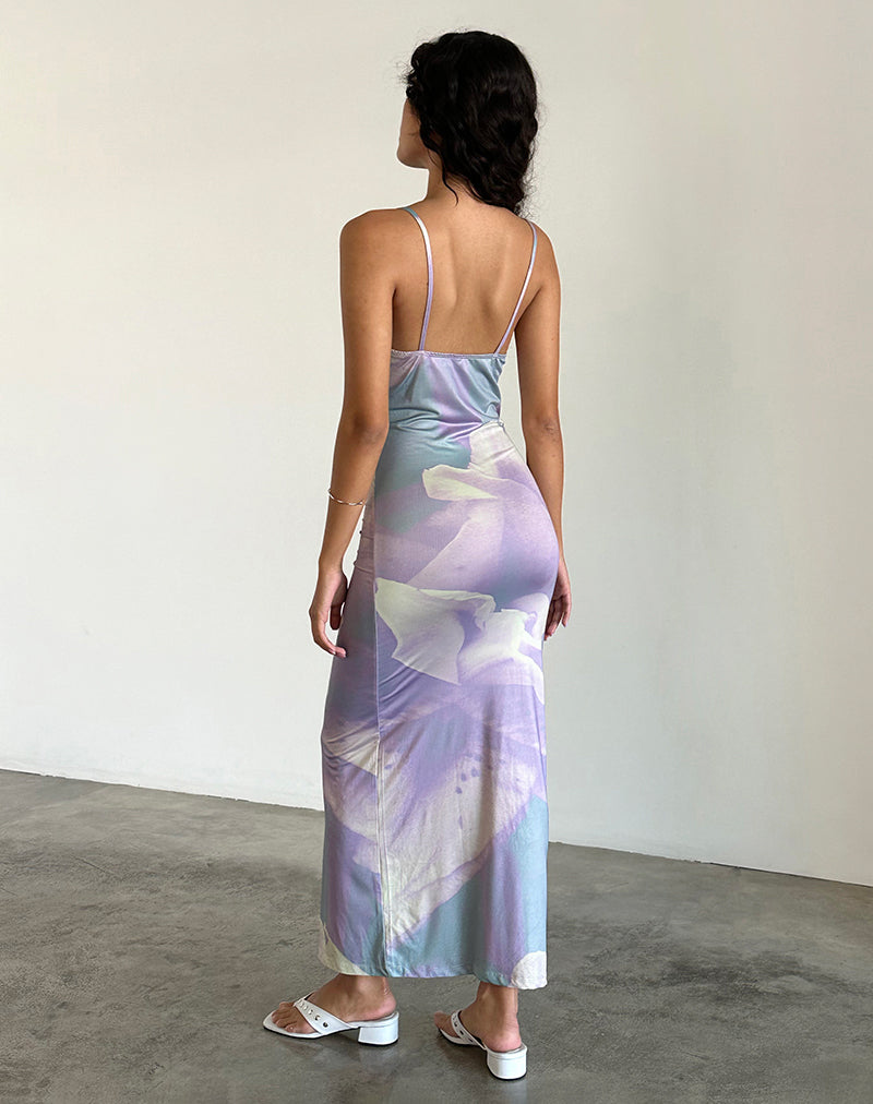 Norila Cami Maxi Dress in Slinky Orchid Petals Lilac , Bodycon