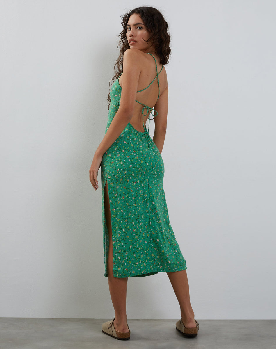 Paisley Fun Green Midi Dress | Nosita  motelrocks-com-us