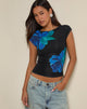 Image of Nova Top in Watercolour Flower Blue