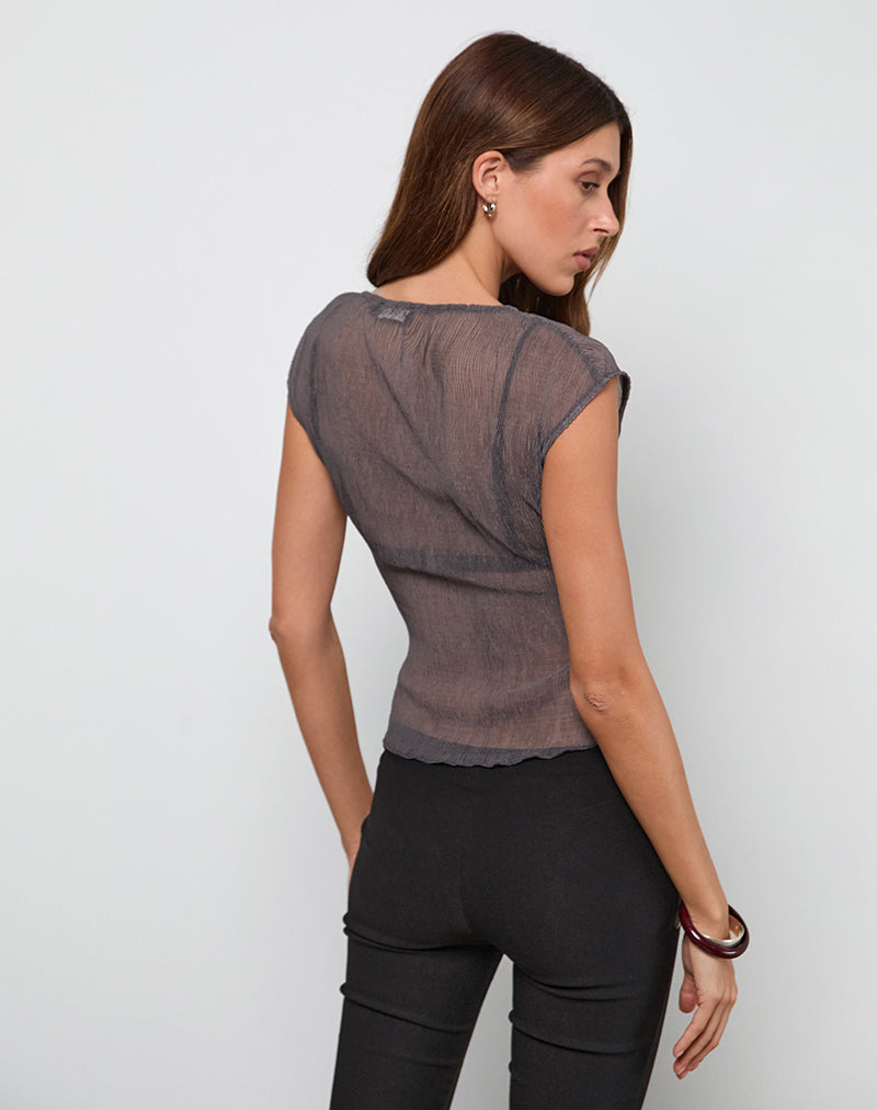 Grey Crinkle Chiffon Top | Nova – motelrocks-com-us