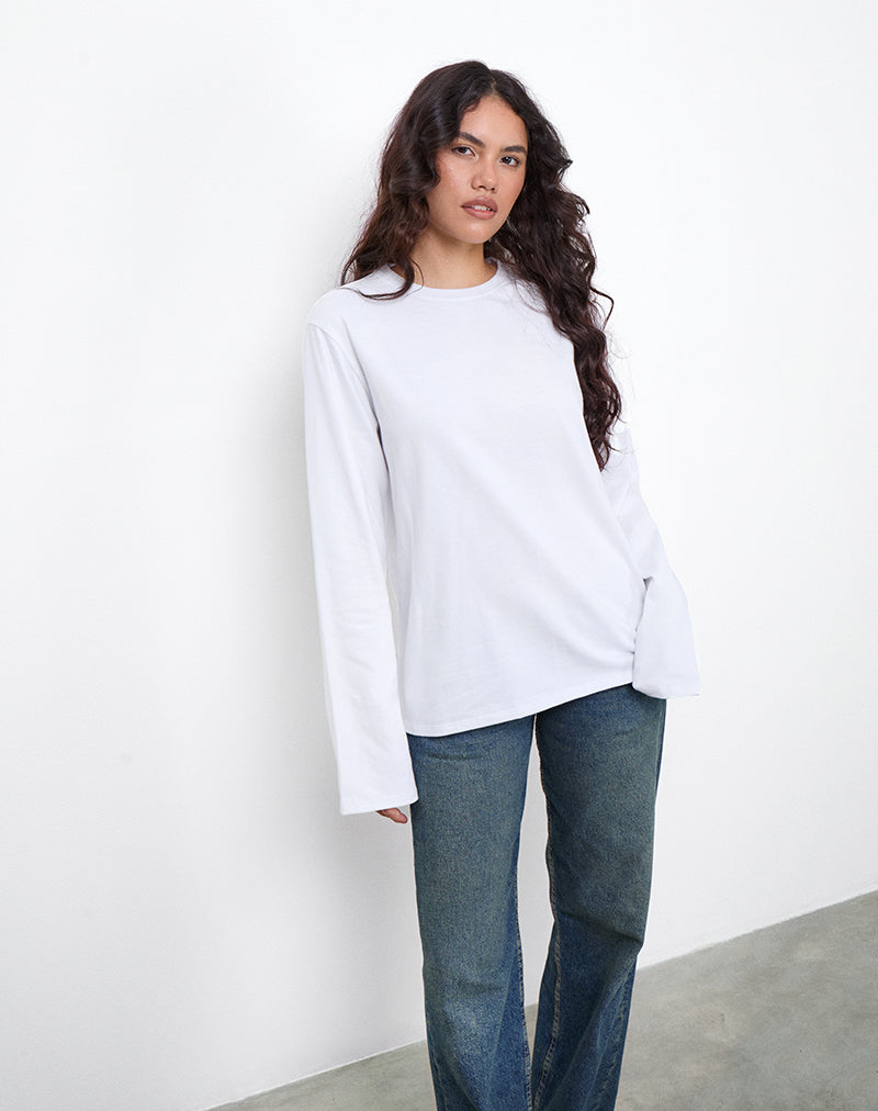 Oversized white long sleeve shirt best sale