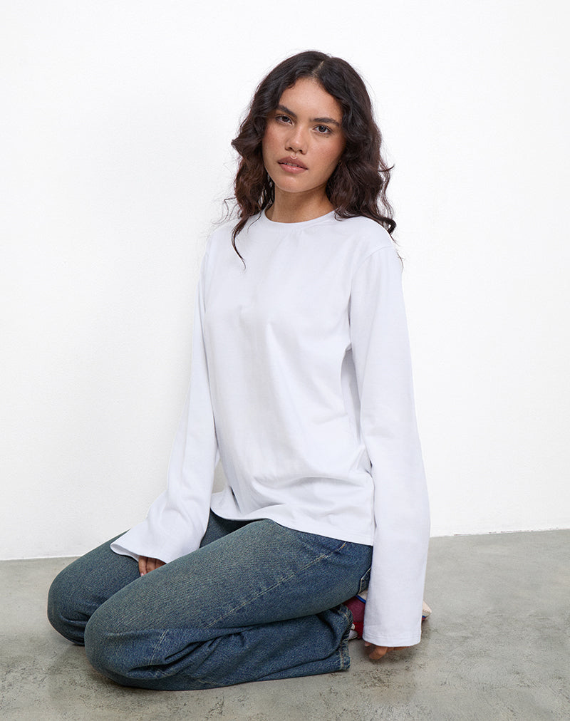 White Oversized Long Sleeve Tee | OB – motelrocks-com-us