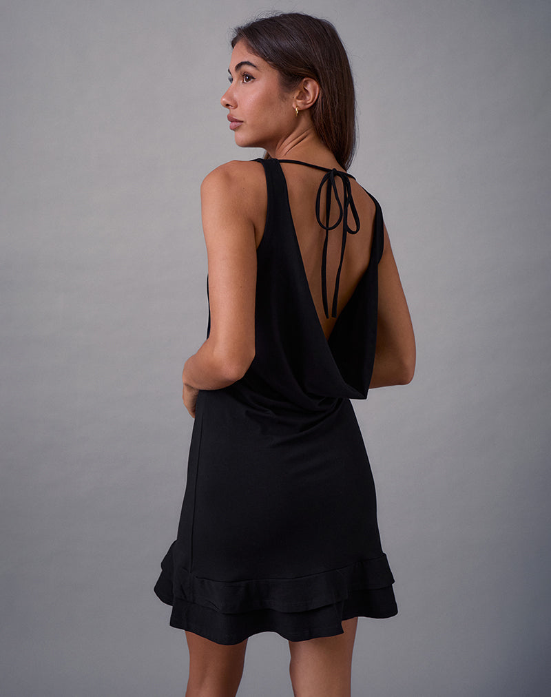 Opaline Backless Mini Dress in Black, S