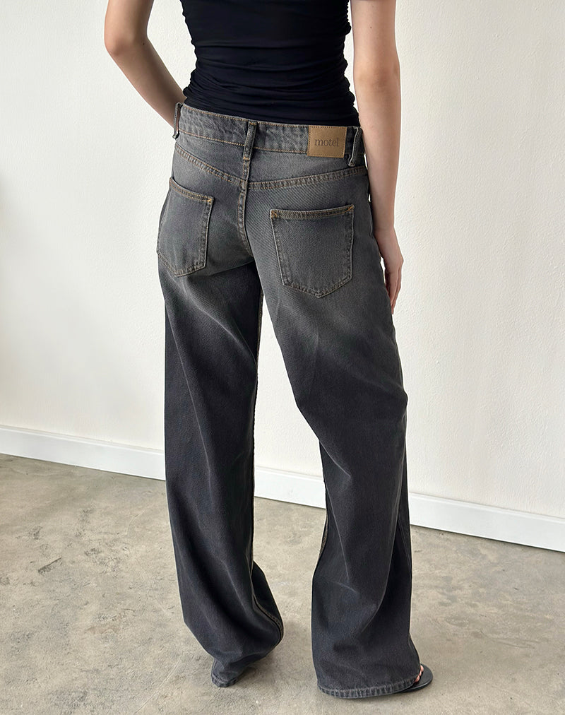 Grey Used Bleach Low Rise Jeans | Parallel – motelrocks-com-us