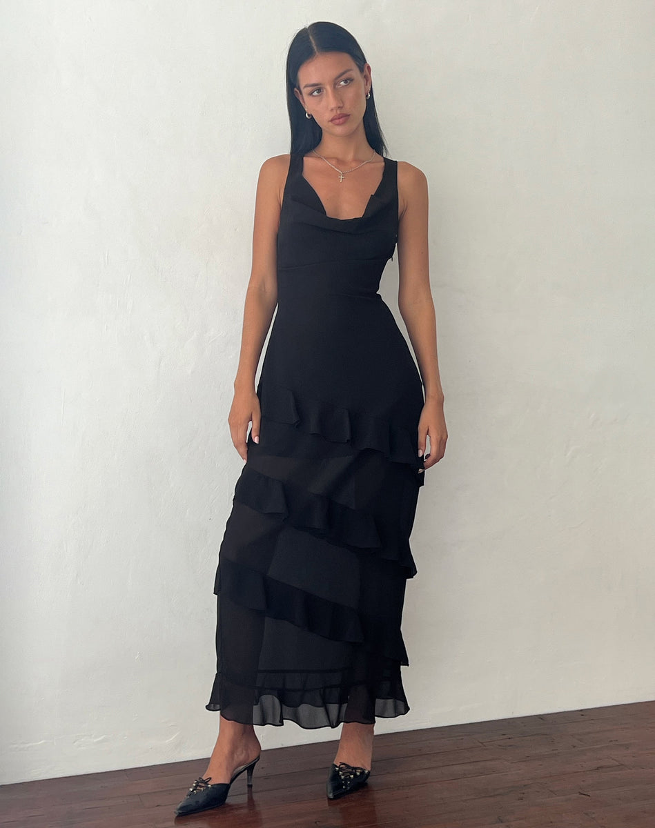 Black Ruffle Detail Maxi Dress | Otna motelrocks-com-us Black Ruffle Detail Maxi Dress | Otna motelrocks-com-us