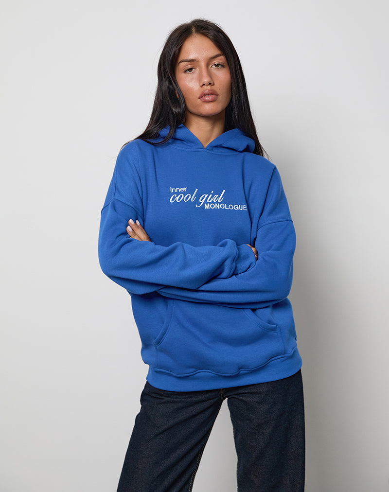 Blue Hoodie with Cool Girl Graphic | Oversized – motelrocks