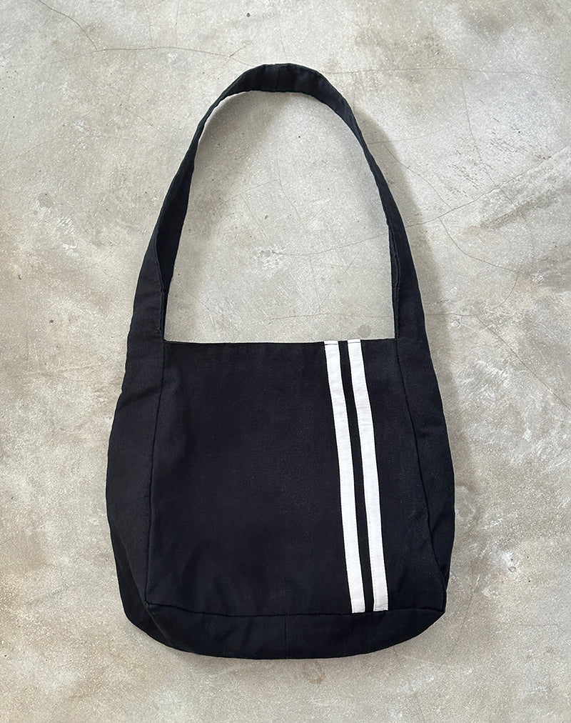 Pardi Canvas Bag in Black with White Stripe